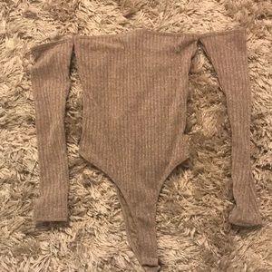 Gray off the shoulder onesie- with tags!